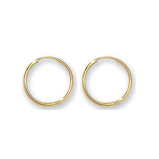 9K Yellow Gold 14mm Sleeper Hoop Earrings