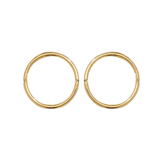 9K Yellow Gold 10mm Hinged Sleeper Hoop Earrings