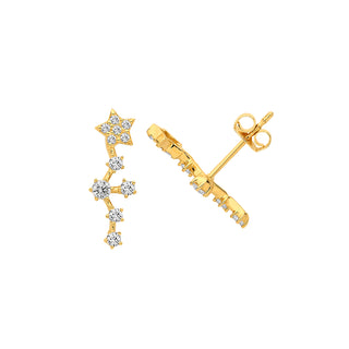 9K Yellow Gold CZ Constellation Stud Earrings