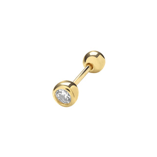 9K Yellow Gold CZ Cartilage 6mm Post Stud