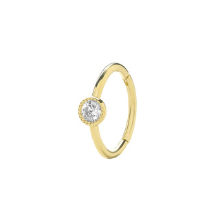9K Yellow Gold CZ Cartilage Hoop Earring