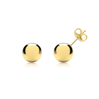 9K Yellow Gold 7mm Ball Stud Earrings