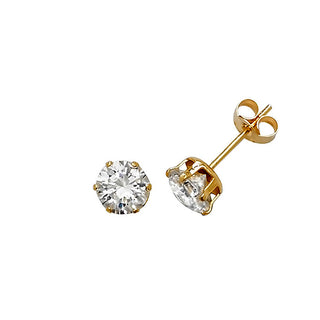 9K Yellow Gold 5mm CZ Stud Earrings