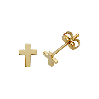 9K Yellow Gold Cross Stud Earrings