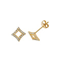 9K Yellow Gold CZ Rhombus Stud Earrings