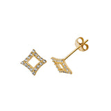 9K Yellow Gold CZ Rhombus Stud Earrings