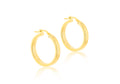 9K Yellow Gold 23.5mm Greek Pattern Hoop Earrings