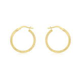 9K Yellow Gold 20mm Cobra-Textured Hoop Creole Earrings