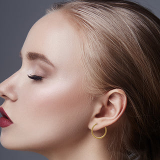 9K Yellow Gold 20mm Cobra-Textured Hoop Creole Earrings