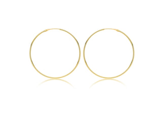 9K Yellow Gold 40mm Polished Sleeper Hoop Earrings