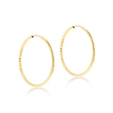 9K Yellow Gold Diamond Cut Faceted Hoop Earrings