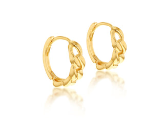 9K Yellow Gold Half Curb Huggie Hoop Earrings
