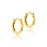 9K Yellow Gold Hexagon Plain Hoop Earrings