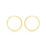 9K Yellow Gold 1.8mm Tube 22mm Polished Hoop Earrings