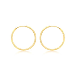 9K Yellow Gold 1.8mm Tube 22mm Polished Hoop Earrings
