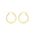 9K Yellow Gold 2mm Square Tube 18mm Hoop Creole Earrings