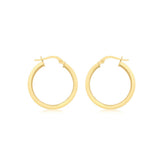 9K Yellow Gold 2mm Square Tube 18mm Hoop Creole Earrings