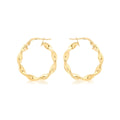 9K Yellow Gold 21mm Twist Hoop Creole Earrings