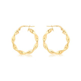 9K Yellow Gold 21mm Twist Hoop Creole Earrings