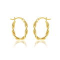 9K Yellow Gold 19.5mm x 2.8mm Twist Oval Hoop Earrings