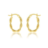 9K Yellow Gold 19.5mm x 2.8mm Twist Oval Hoop Earrings