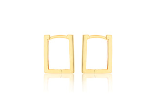 9K Yellow Gold 13.5mm x 1.5mm Rectangular Hoop Earrings