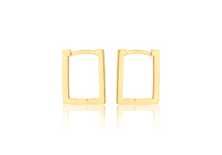 9K Yellow Gold Rectangular Hoop Earrings