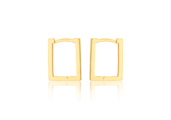 9K Yellow Gold Rectangular Hoop Earrings