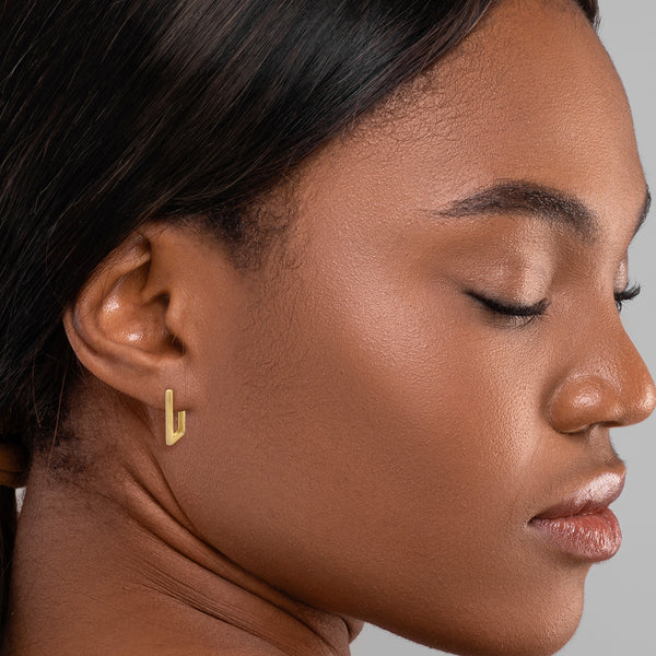 9K Yellow Gold Rectangular Hoop Earrings