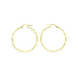 9K Yellow Gold Rectangular-Tube 35mm Hoop Creole Earrings