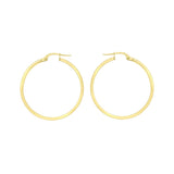 9K Yellow Gold Rectangular-Tube 35mm Hoop Earrings
