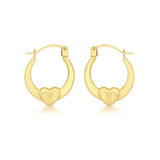 9K Yellow Gold 13.5mm x 16mm Heart Creole Hoop Earrings