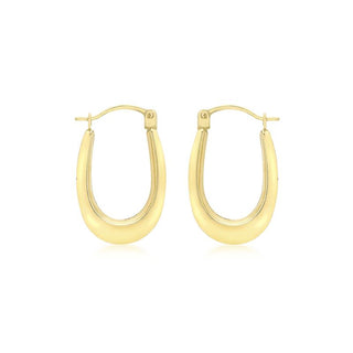 9K Yellow Gold 12mm x 19mm Oval Hoop Creole Earrings