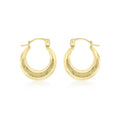 9K Yellow Gold 14mm x 16mm Ribbed Hoop Creole Earrings