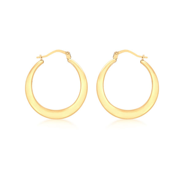 9K Yellow Gold Flat Round Creole Earrings