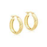 9K Yellow Gold 4.5mm x 19mm Diamond Cut Hoop Creole Earrings