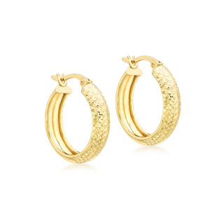 9K Yellow Gold 4.5mm x 19mm Diamond Cut Hoop Creole Earrings