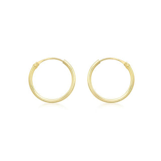 9K Yellow Gold 13mm Sleeper Hoop Earrings