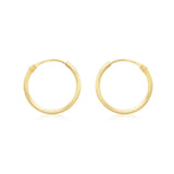 9K Yellow Gold 13mm Sleeper Hoop Earrings