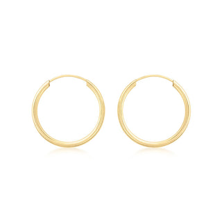 9K Yellow Gold 18mm Sleeper Hoop Earrings