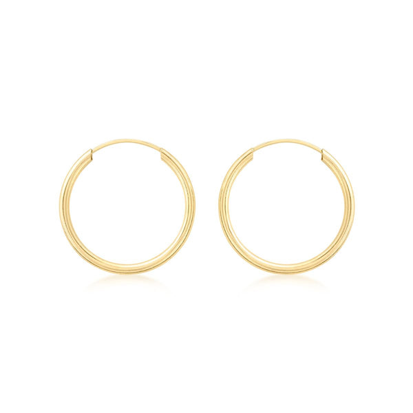 9K Yellow Gold 18mm Sleeper Hoop Earrings