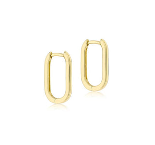 9K Yellow Gold Rectangular Hoop Creole Earrings