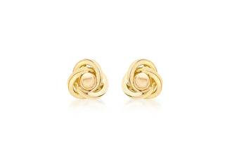 9K Yellow Gold 5mm Knot & Ball Stud Earrings