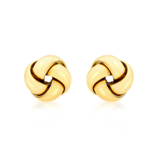 9K Yellow Gold 9mm Knot Stud Earrings