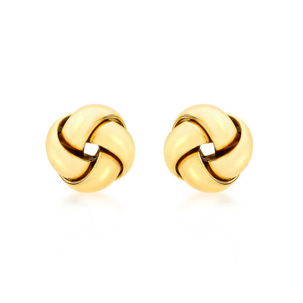 9K Yellow Gold 9mm Knot Stud Earrings