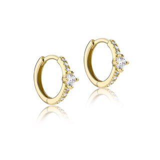 9K Yellow Gold Cubic Zirconia Hoop Creole Earrings