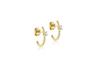 9K Yellow Gold Twisted-Tube Half-Hoop Earrings