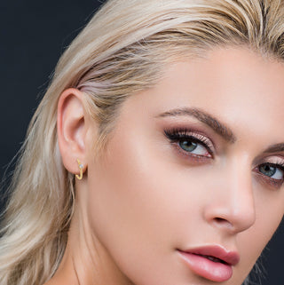 9K Yellow Gold Twisted Tube Half-Hoop Earrings