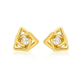 9K Yellow Gold Square Knot Stud Earrings