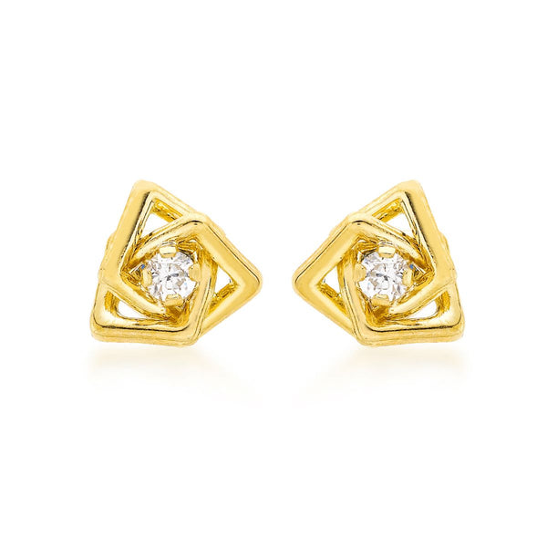 9K Yellow Gold Square Knot Stud Earrings
